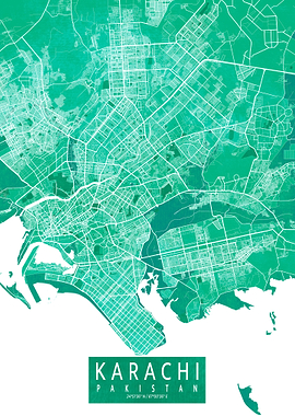 Karachi Map Watercolor