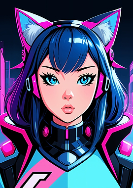 Cyber Cat Girl Portrait