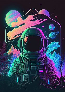 Neon astronaut