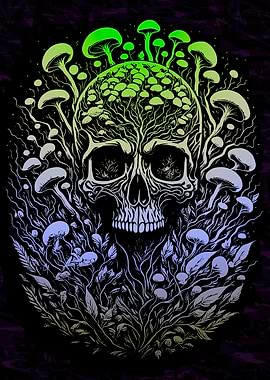 Psychedelic Fern Skull