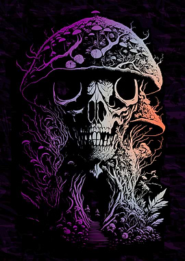 Psychedelic Fern Skull