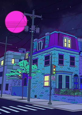 City buildings at night