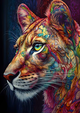 Cougar in colorful art
