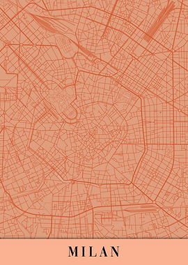 Milan Milano Orange Map