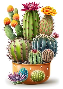 Colorful Potted Cactus