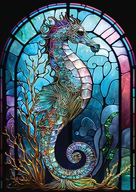 Seahorse Stained Glass