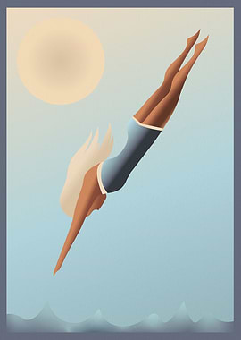 Art Deco Diver Swimmer Art