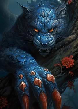 Surreal blue tiger