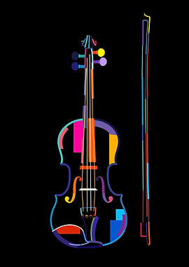 Violin with bow abstract