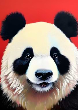 Panda on a red background