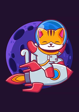 Cat Astronaut Rocket Ship