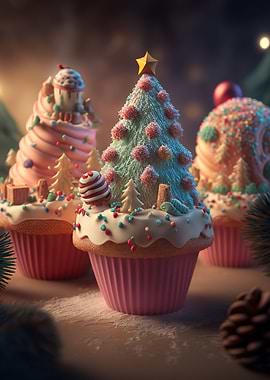 Christmas tree cupcakes