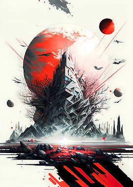 High Tech Building Moon