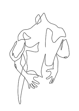 Cuddling Couple Line Art