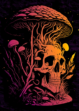 Psychedelic Fern Skull