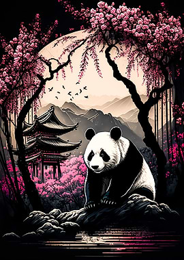 Panda cherry blossom japan