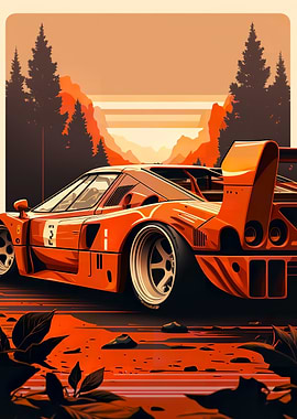 Ferrari F40 Car Retro