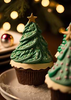 Christmas tree cupcakes