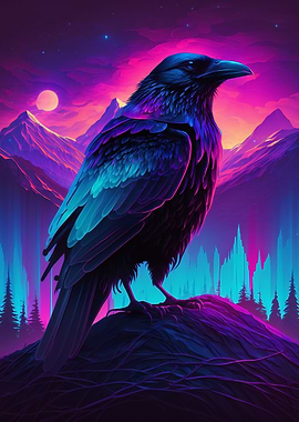 Synthwave Raven