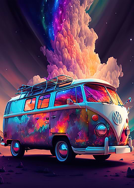 hippie van in space