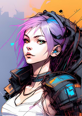 Cyber Girl portrait art