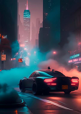 Car in New York Night