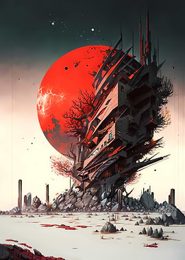 Red Moon Landscape