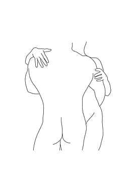 Cuddling Couple Line Art