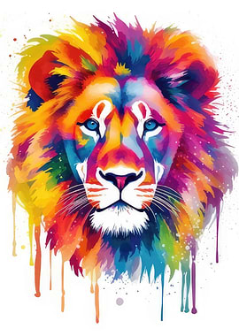 Colorful Watercolor Lion