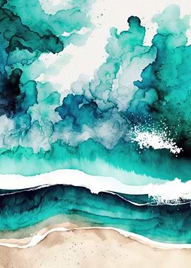 Watercolor Beach Waves