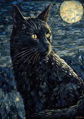 Cat Mom Van Gogh Print