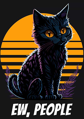 Cute Antisocial Retro Cat