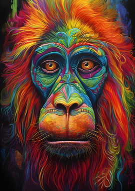 Monkey in colorful art
