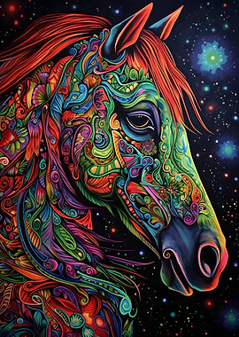 Horse in colorful art