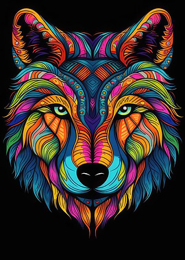 Colorful Patterned Wolf