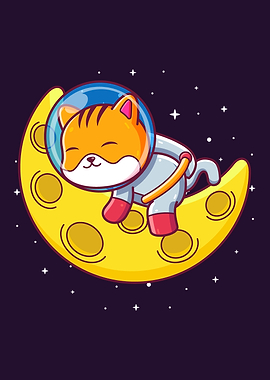 Cat Sleeping on The Moon