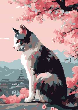 Cherry bloom cat
