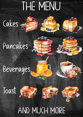 Watercolor Breakfast Menu