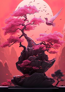 Japan Pink Bonsai Bird