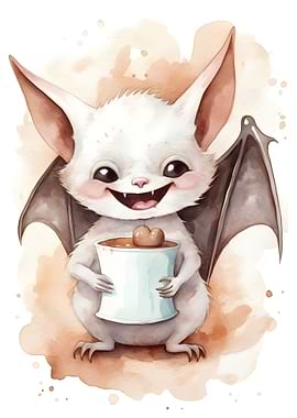 White bat with coffee