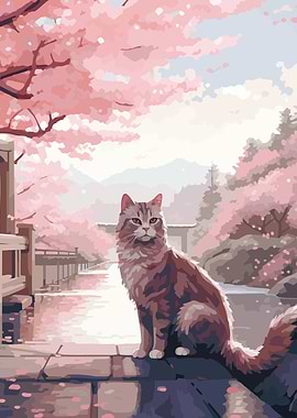 Cherry bloom cat