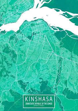Kinshasa Map Watercolor