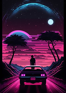 Vintage Car Neon 80s