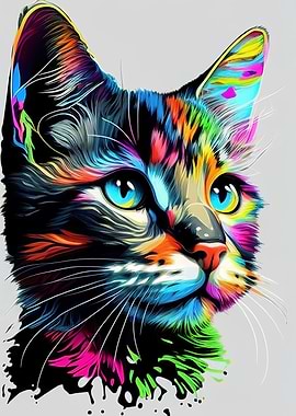 Colorful Cat Cute Feline