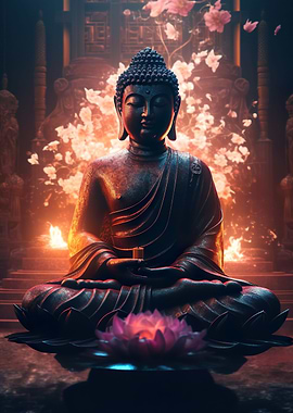 Buddha Temple Pink Lotus