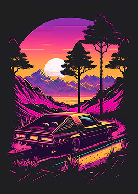 Retro wave Car 80s