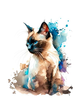 Watercolor graphic of cat