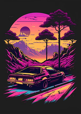 Retro wave Colorful 80s