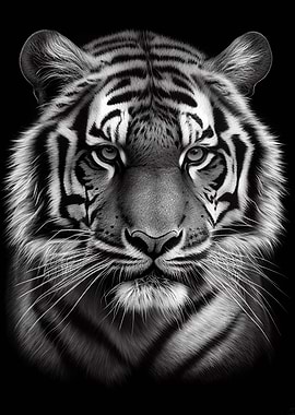 Tiger Face Black And White