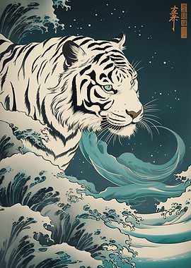 Vintage Tiger Great Wave